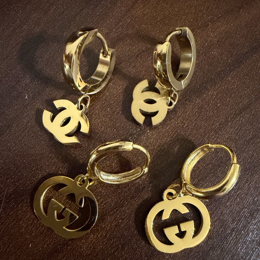 Designer Logo Hoop Earrings